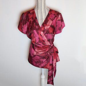 Silky Floral Wrap Top